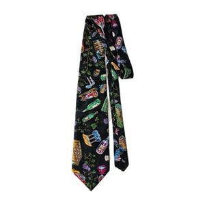 Vtg Di Cravatte Silk Wine Country Novelty Print Necktie Made In USA